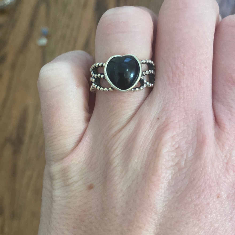 Pandora Ring Mi Amor with Black heart